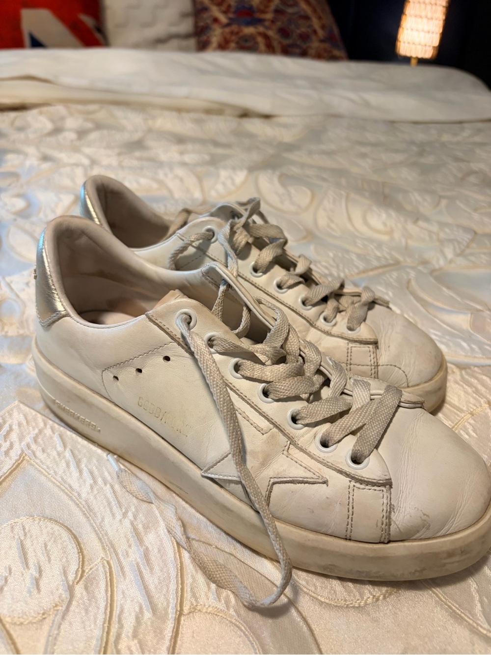 Golden Goode white and gold Leather Women's Platform Sneakers